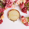 Personalized Gold Silver Black Compact Mirror Items designed by Happy Times Favors, a handmade gift shop. This item is ideal for New Year, Noel, Bridal Shower, Wedding Shower, Fall Wedding, Bridesmaid proposal boxes, party favors, or gifts for your loved ones.