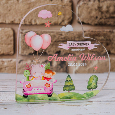 Handmade Baby Shower Acrylic Heart Shape Stand, Personalized Acrylic Table Decor, Personalized Plexiglass Plaque Gift, Wedding Unique Favors Items designed by Happy Times Favors, a handmade gift shop. These items are ideal for mothers day gifts, baby shower favors, baby shower gifts, baby shower decorations, baptism favors, christening party favors, wedding favors, thank you gifts, bridal shower favor, engagement favor, first communion favor, birthday gift