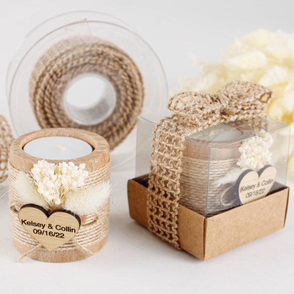Wooden tealight candle holders for weddings, bridal showers, baby showers, baptism, christening, communion, anniversary, birthday and all party favors