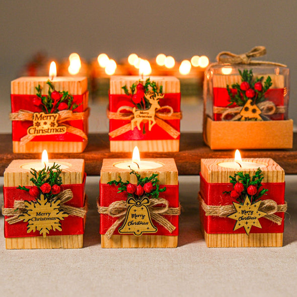 Personalized Christmas Gift, Christmas Wooden Candle Holder, Noel New Year Happy Holiday Gifts, Christmas 2024 Ornament, Gift Exchange Items designed by Happy Times Favors, a handmade gift shop. Wooden candle holder decorated with flowers. Are ideal for Christmas, Noel, New Year, and party gifts.  Personalized ornaments, Christmas table decorations, Christmas decoration, Christmas ornament, Christmas gift, Custom Xmas ornaments, Unique Xmas gifts.