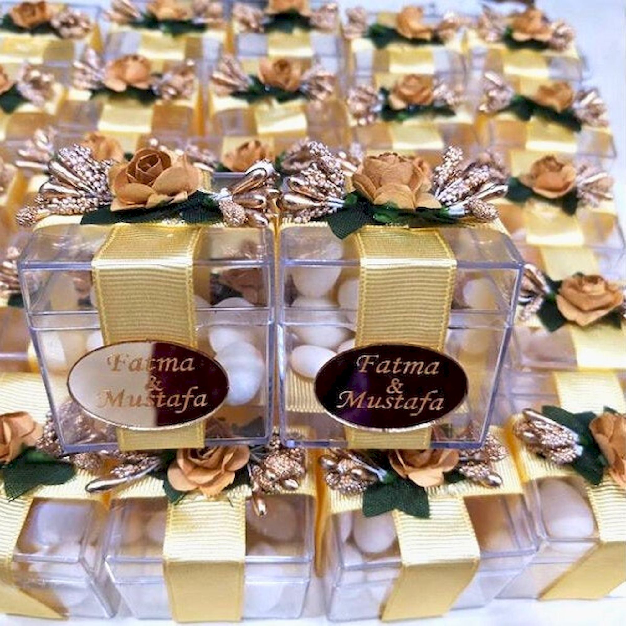 wedding dress party favors 100 Pack White Wedding Dress Candy Gift Boxes, Party Favor Boxes with Ribbon Ties