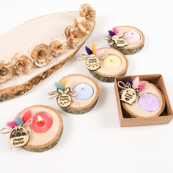 Happy Easter Candle Holder Gifts, Personalized Bunny Egg Name Tags, Rustic Favors, Unique Favors, Colorful Tealight Holders, Thank You Favor Items designed by Happy Times Favors, a handmade gift shop. Wooden candle holder decorated with real natural dried flowers, personalized wooden name tag and tealight. Ideal for Christmas, Noel, New Year, Happy Holiday party gifts. Personalized Christmas Gifts, Custom Gifts for Christmas, Christmas decorations, ornaments