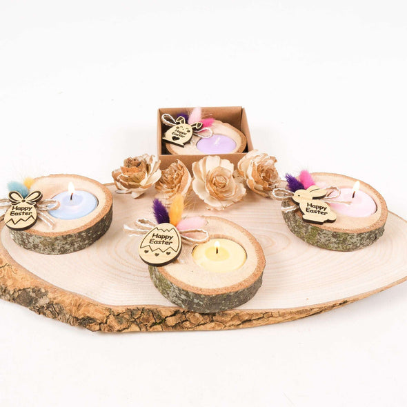 Happy Easter Candle Holder Gifts, Personalized Bunny Egg Name Tags, Rustic Favors, Unique Favors, Colorful Tealight Holders, Thank You Favor Items designed by Happy Times Favors, a handmade gift shop. Wooden candle holder decorated with real natural dried flowers, personalized wooden name tag and tealight. Ideal for Christmas, Noel, New Year, Happy Holiday party gifts. Personalized Christmas Gifts, Custom Gifts for Christmas, Christmas decorations, ornaments