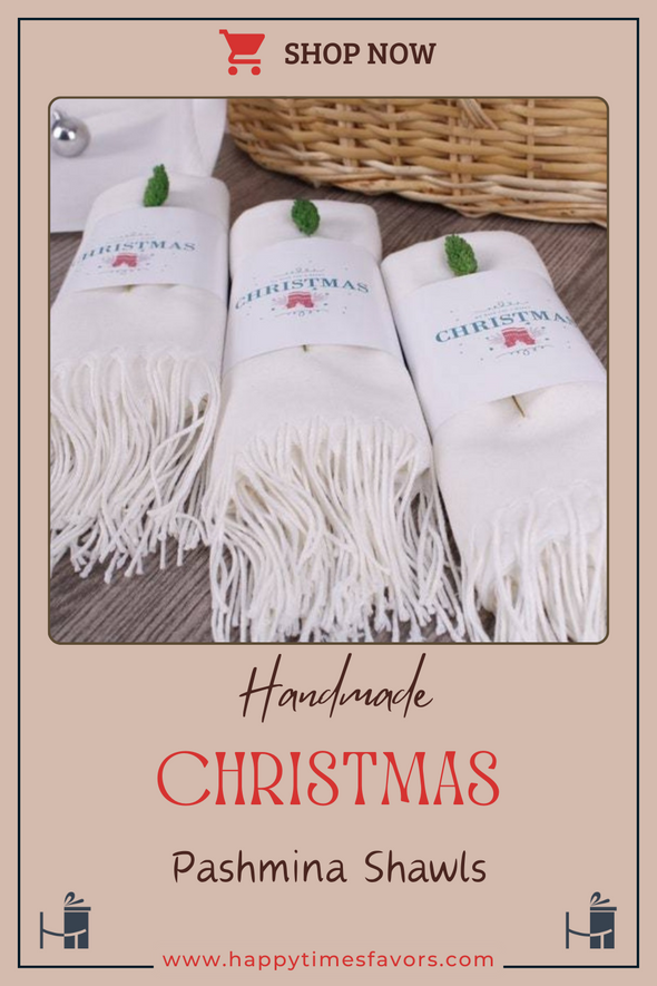 Christmas Gift, Scarf, Custom Shawl, Merry Christmas Pashmina, New Year Shawl, Noel- White Items designed by Happy Times Favors, a handmade gift shop, are Personalized Scarf for Christmas, New Year, Noel, Bridal Shower, Wedding Shower, Fall Wedding. Pashmina scarves has Custom bands or monogrammed, stitched scarf. We can customize them with logo or name. These are unique wedding shawl for guests.