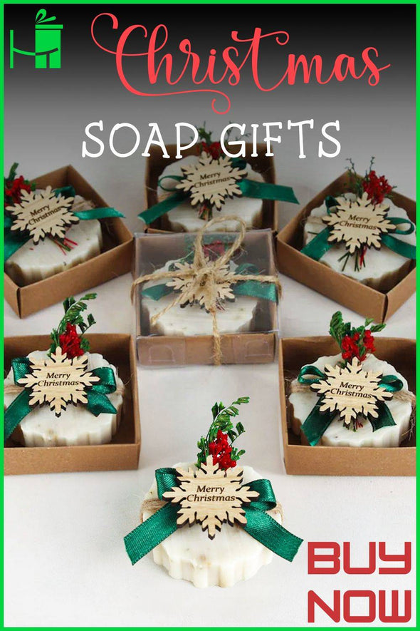 Christmas Scented Handmade Soap Gift, Xmas and New Year Gift Items designed by Happy Times Favors, a handmade gift shop. Scented Soap decorated with real natural dried flowers and personalized wooden name tag. Ideal for Christmas, Noel, New Year, Happy Holiday. Personalized Christmas Gifts, Custom Gifts for Christmas, Christmas decorations, ornaments, Christmas Natural soap