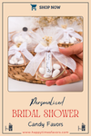 Bridal Shower Almond Candy Favors for Guests in Bulk, Rustic Wedding Magnet Favor, Candy Magnet Tulle Flower Gift, Personalized Bulk Gifts Items designed by Happy Times Favors, a handmade gift shop. These items are ideal for bridal shower gifts, bridal shower presents, gifts to give at a bridal shower, present for wedding shower, wedding gift ideas, bridesmaid present, bridal shower favor, wedding favor for guests, wedding gift for guests, thank you gift.