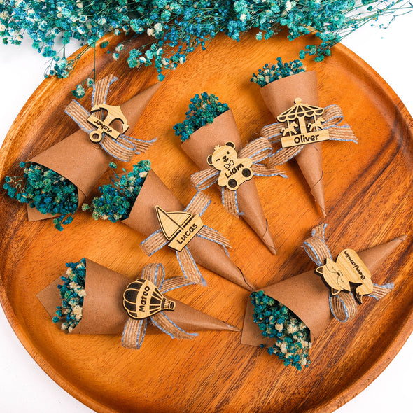 Mini Bouquet Party Favor, Personalized Baby Shower Flower Magnet Favor for Guests, Baptism Favor, Communion Favor, Birthday Gift Happy Times Favors, my handmade gift shop produces customizable items ideal for wedding favors, baptism favors, baby shower bridal shower favor, thank you gifts