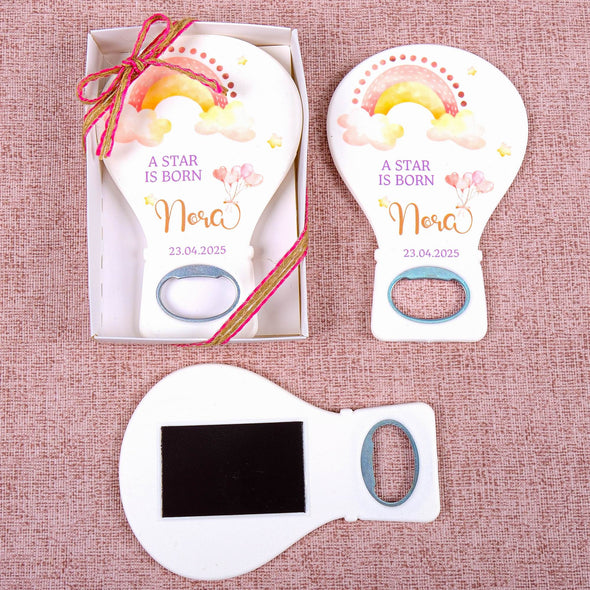 Personalized Baby Shower Bottle Opener Magnet, Custom Fridge Bottle Opener Magnet, Party Favor for Guests
