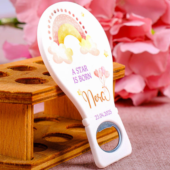 Personalized Baby Shower Bottle Opener Magnet, Custom Fridge Bottle Opener Magnet, Party Favor for Guests