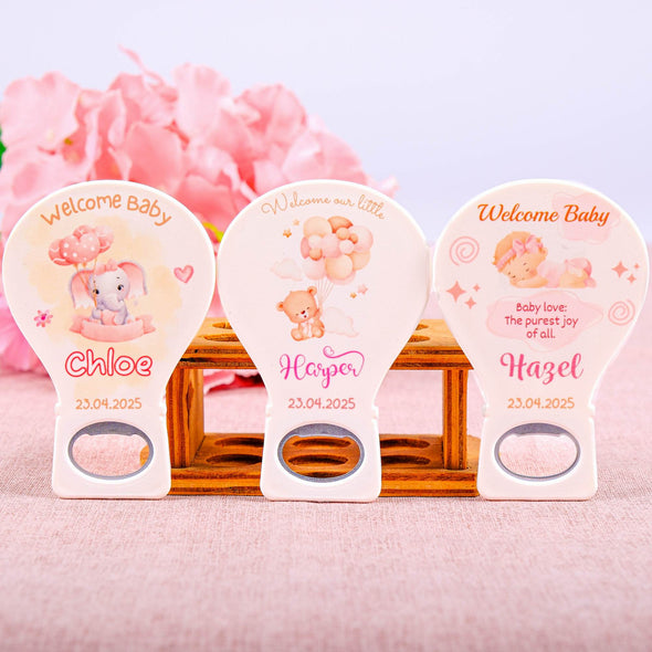 Personalized Baby Shower Bottle Opener Magnet, Custom Fridge Bottle Opener Magnet, Party Favor for Guests