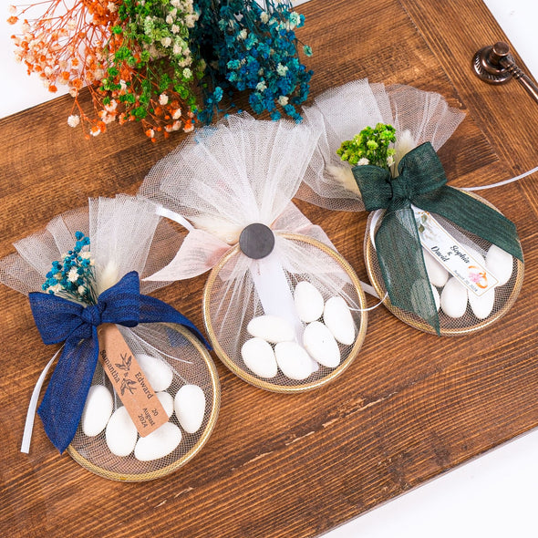 Bridal Shower Almond Candy Favors for Guests in Bulk, Rustic Wedding Magnet Favor, Candy Magnet Tulle Flower Gift, Personalized Bulk Gifts Items designed by Happy Times Favors, a handmade gift shop. These items are ideal for bridal shower gifts, bridal shower presents, gifts to give at a bridal shower, present for wedding shower, wedding gift ideas, bridesmaid present, bridal shower favor, wedding favor for guests, wedding gift for guests, thank you gift.