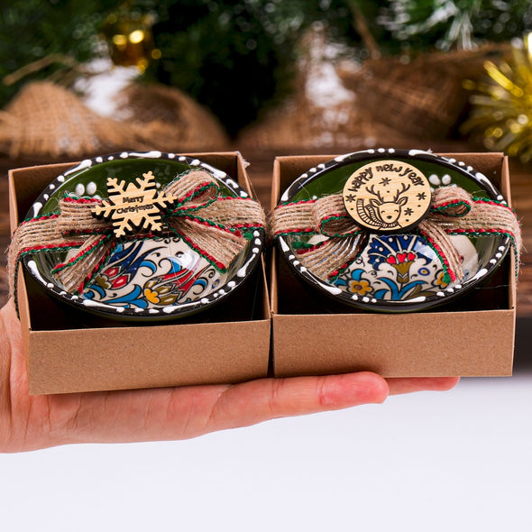 Turkish Cini Porcelain Bowl Christmas Favors, Christmas Party Favors, New Year Xmas Favors Coworker Happy Holiday Favors Items designed by Happy Times Favors, a handmade gift shop. We designed this tile/ceramic/porcelain bohemian theme wedding favor ideas, boho gifts, handmade candy bowl, Best for Wedding Gift, Bridal Shower gift, Baby Shower gift, Christening gift, Baptism gift, Graduation gift, birthday gift or any Party favors.