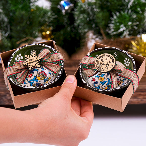 Turkish Cini Porcelain Bowl Christmas Favors, Christmas Party Favors, New Year Xmas Favors Coworker Happy Holiday Favors Items designed by Happy Times Favors, a handmade gift shop. We designed this tile/ceramic/porcelain bohemian theme wedding favor ideas, boho gifts, handmade candy bowl, Best for Wedding Gift, Bridal Shower gift, Baby Shower gift, Christening gift, Baptism gift, Graduation gift, birthday gift or any Party favors.