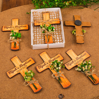 Baptism Favors, Wooden Cross Magnet, Confirmation Christening Favors, Baptism Cross Favors