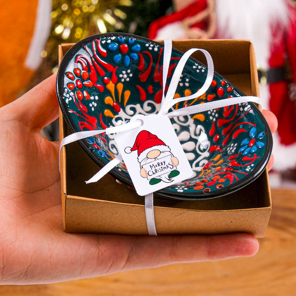 Turkish Cini Porcelain Bowl Christmas Favors, Christmas Party Favors, New Year Xmas Favors Coworker Happy Holiday Favors Items designed by Happy Times Favors, a handmade gift shop. We designed this tile/ceramic/porcelain bohemian theme wedding favor ideas, boho gifts, handmade candy bowl, Best for Wedding Gift, Bridal Shower gift, Baby Shower gift, Christening gift, Baptism gift, Graduation gift, birthday gift or any Party favors.