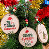 Personalized Wood Slice Ornaments, Christmas Tree Ornament, Christmas 2024 Decoration, Heirloom Keepsake, Gift Exchange, Gift Idea, Xmas Tree Items designed by Happy Times Favors, a handmade gift shop, are ideal for Christmas, Noel, New Year, Happy Holiday unique gifts, thank you gifts, Xmas, Personalized Christmas Ornament, Custom New Year Favors, Personalized Christmas Gifts, Custom Gifts for Christmas, Christmas decorations, Personalized tree ornaments. 
