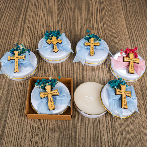 Baptism Favors, Scented Candles, Metal Box Candle, Baptism Candles, Personalized Candle Favors, Baby Shower, Baptism Gifts, First Communion