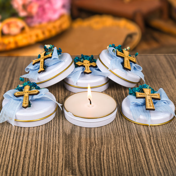 Baptism Favors, Scented Candles, Metal Box Candle, Baptism Candles, Personalized Candle Favors, Baby Shower, Baptism Gifts, First Communion