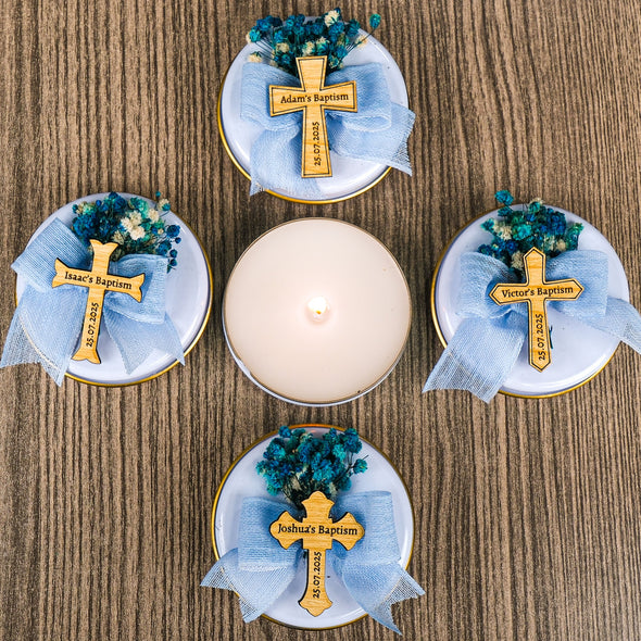 Baptism Favors, Scented Candles, Metal Box Candle, Baptism Candles, Personalized Candle Favors, Baby Shower, Baptism Gifts, First Communion