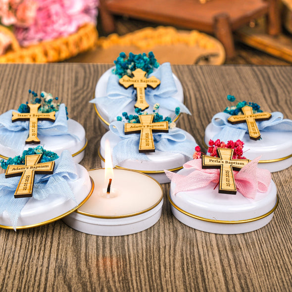 Baptism Favors, Scented Candles, Metal Box Candle, Baptism Candles, Personalized Candle Favors, Baby Shower, Baptism Gifts, First Communion