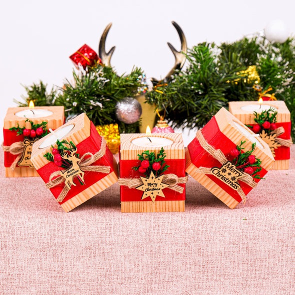 Personalized Christmas Gift, Christmas Wooden Candle Holder, Noel New Year Happy Holiday Gifts, Christmas 2024 Ornament, Gift Exchange Items designed by Happy Times Favors, a handmade gift shop. Wooden candle holder decorated with flowers. Are ideal for Christmas, Noel, New Year, and party gifts.  Personalized ornaments, Christmas table decorations, Christmas decoration, Christmas ornament, Christmas gift, Custom Xmas ornaments, Unique Xmas gifts.