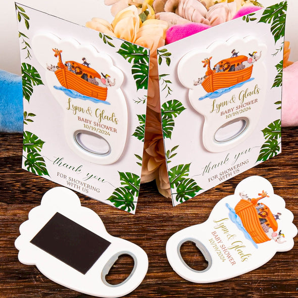 Personalized Baby Shower Bottle Opener Magnet, Custom Fridge Bottle Opener Magnet, Baptism, First Communion Favor, Wedding Party Favor Guest Items designed by Happy Times Favors, a handmade gift shop. Bottle opener magnets are ideal for Baby shower favors, baptism favors, christening favors, first communion favors, personalized bottle opener magnet, custom gift card, baby shower ideas, christening ideas, baptism ideas, first communion ideas, handmade favors
