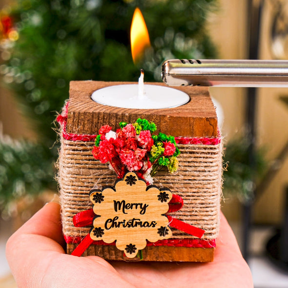 Personalized Christmas Gift, Christmas Wooden Candle Holder, Noel New Year Happy Holiday Gifts, Christmas 2024 Ornament, Gift Exchange Items designed by Happy Times Favors, a handmade gift shop. Wooden candle holder decorated with flowers. Are ideal for Christmas, Noel, New Year, and party gifts.  Personalized ornaments, Christmas table decorations, Christmas decoration, Christmas ornament, Christmas gift, Custom Xmas ornaments, Unique Xmas gifts.