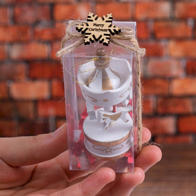 Handcrafted Wooden Carousel Christmas Ornament, Vintage-Inspired Carousel Christmas Tree Decoration, Custom Carousel Favors, Party Gift Items designed by Happy Times Favors, a handmade gift shop. This items are ideal for thank you gifts, carousel favors, baby shower favors, baptism favors, wedding favors, party favors, personalized gifts, custom gifts, wooden carousel, carousel theme, decorative ornaments, gift boxes, baby shower gifts, birthday gifts
