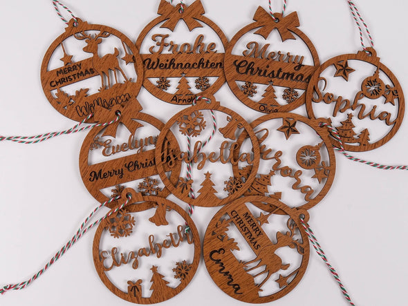 Handmade Wooden Christmas Decor, Christmas Ornament, Christmas Gift, Holiday Ornament, Vintage Christmas Tree Decoration, Xmas Gift Designed by Happy Times Favors, a handmade gift shop ideal for Christmas Noel Xmas Christmas Wooden Ornament New Year Favor Personalized Christmas Gift ornament