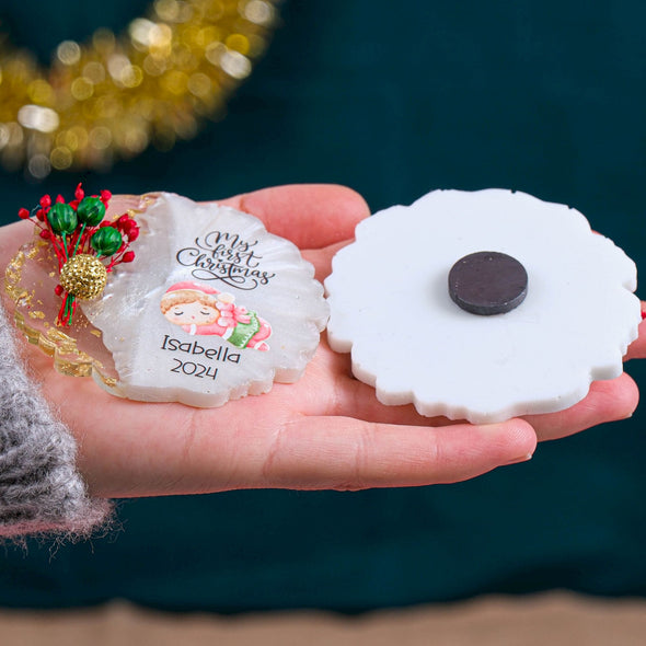 Personalized Christmas Gift Epoxy Magnet with Chic Box, Christmas Decor, Noel Gift, Xmas Gift, Xmas Decorations, Holiday Decor Designed by Happy Times Favors, a handmade gift shop. Ideal for Christmas, Noel gift, New Year, Happy Holiday, Christmas Gift, Christmas decoration, Xmas decor.