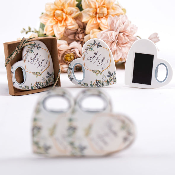 Personalized Wedding Favors Bottle Opener Magnet, Custom Fridge Bottle Opener, Wedding Party Favor Guests, Bridal Shower Favor, Baby Showers Items designed by Happy Times Favors, a handmade gift shop. Bottle opener magnets are ideal for bridal shower gifts, bridal shower presents, gifts to give at a bridal shower, present for wedding shower, wedding gift ideas, bridesmaid present, bridal shower favor, wedding favor for guests, thank you gift, baby showers