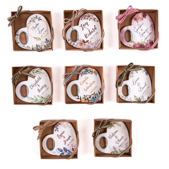 Personalized Wedding Favors Bottle Opener Magnet, Custom Fridge Bottle Opener, Wedding Party Favor Guests, Bridal Shower Favor, Baby Showers Items designed by Happy Times Favors, a handmade gift shop. Bottle opener magnets are ideal for bridal shower gifts, bridal shower presents, gifts to give at a bridal shower, present for wedding shower, wedding gift ideas, bridesmaid present, bridal shower favor, wedding favor for guests, thank you gift, baby showers