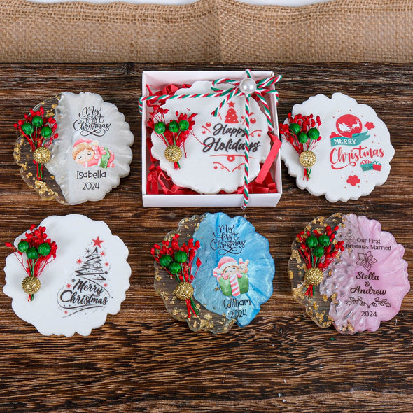 Personalized Christmas Gift Epoxy Magnet with Chic Box, Christmas Decor, Noel Gift, Xmas Gift, Xmas Decorations, Holiday Decor Designed by Happy Times Favors, a handmade gift shop. Ideal for Christmas, Noel gift, New Year, Happy Holiday, Christmas Gift, Christmas decoration, Xmas decor.