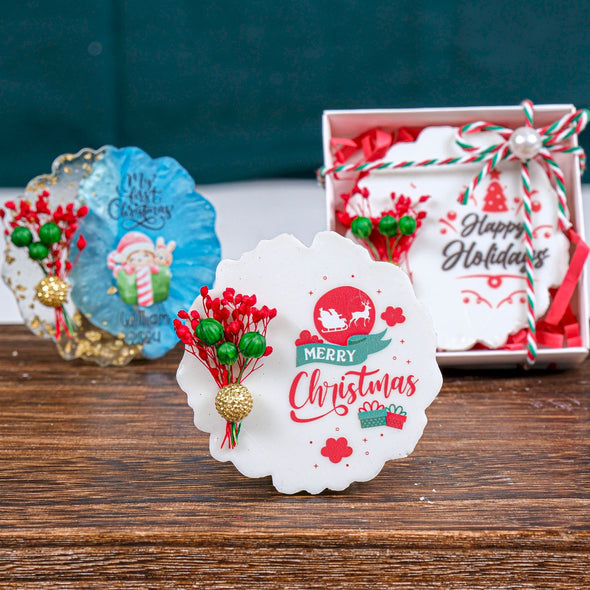 Personalized Christmas Gift Epoxy Magnet with Chic Box, Christmas Decor, Noel Gift, Xmas Gift, Xmas Decorations, Holiday Decor Designed by Happy Times Favors, a handmade gift shop. Ideal for Christmas, Noel gift, New Year, Happy Holiday, Christmas Gift, Christmas decoration, Xmas decor.