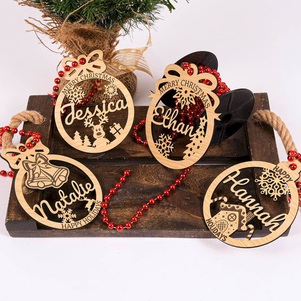 Handmade Wooden Christmas Decor, Christmas Ornament, Christmas Gift, Holiday Ornament, Vintage Christmas Tree Decoration, Xmas Gift Designed by Happy Times Favors, a handmade gift shop ideal for Christmas Noel Xmas Christmas Wooden Ornament New Year Favor Personalized Christmas Gift ornament