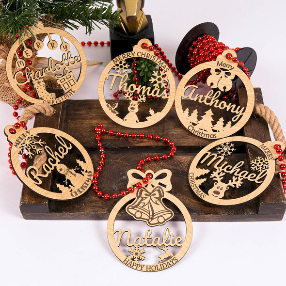 Handmade Wooden Christmas Decor, Christmas Ornament, Christmas Gift, Holiday Ornament, Vintage Christmas Tree Decoration, Xmas Gift Designed by Happy Times Favors, a handmade gift shop ideal for Christmas Noel Xmas Christmas Wooden Ornament New Year Favor Personalized Christmas Gift ornament