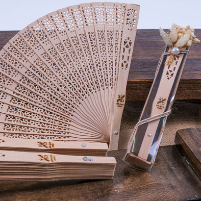 Personalized Wedding Favors: Engraved Wooden Hand Fans (Sandalwood) Items designed by Happy Times Favors, a handmade gift shop. This item is ideal for, wedding favors, unique gifts for guests, thank you gifts, bridal shower favors, baptism favors, bridesmaid favors, engagement favors, party gifts, Noel, New Year, Happy Holiday. Personalized Christmas Gifts, Custom Gifts for Christmas

