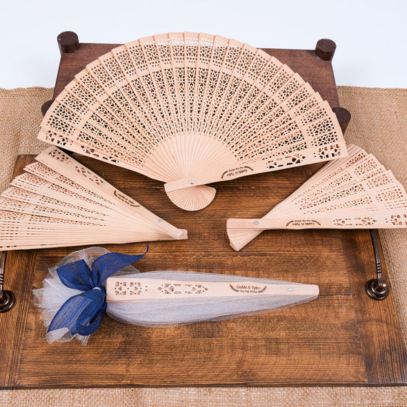 Personalized Wedding Favors: Engraved Wooden Hand Fans (Sandalwood) Items designed by Happy Times Favors, a handmade gift shop. This item is ideal for, wedding favors, unique gifts for guests, thank you gifts, bridal shower favors, baptism favors, bridesmaid favors, engagement favors, party gifts, Noel, New Year, Happy Holiday. Personalized Christmas Gifts, Custom Gifts for Christmas

