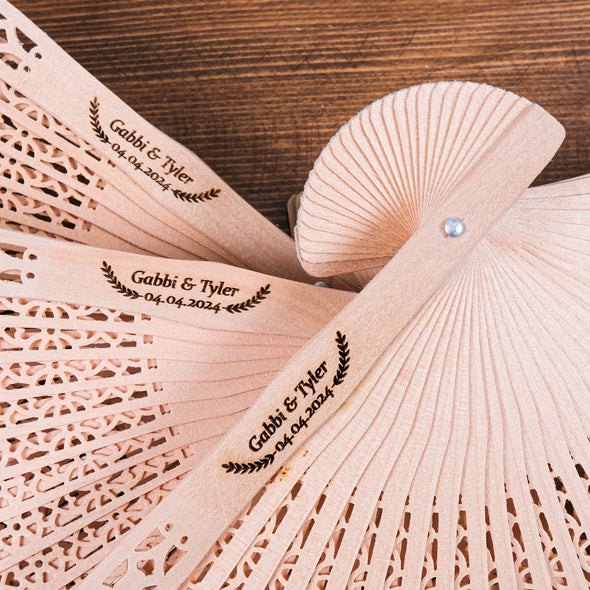 Personalized Wedding Favors: Engraved Wooden Hand Fans (Sandalwood) Items designed by Happy Times Favors, a handmade gift shop. This item is ideal for, wedding favors, unique gifts for guests, thank you gifts, bridal shower favors, baptism favors, bridesmaid favors, engagement favors, party gifts, Noel, New Year, Happy Holiday. Personalized Christmas Gifts, Custom Gifts for Christmas

