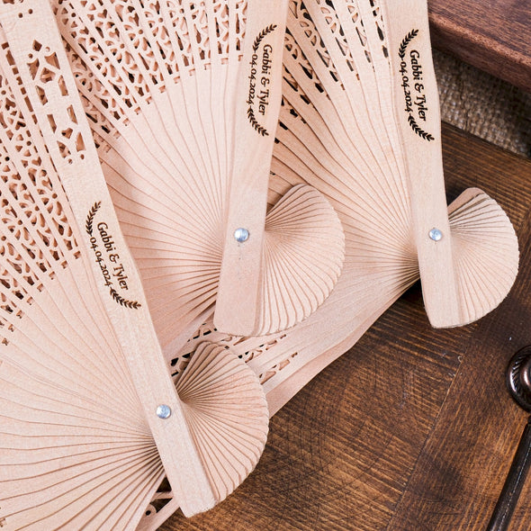 Personalized Wedding Favors: Engraved Wooden Hand Fans (Sandalwood) Items designed by Happy Times Favors, a handmade gift shop. This item is ideal for, wedding favors, unique gifts for guests, thank you gifts, bridal shower favors, baptism favors, bridesmaid favors, engagement favors, party gifts, Noel, New Year, Happy Holiday. Personalized Christmas Gifts, Custom Gifts for Christmas

