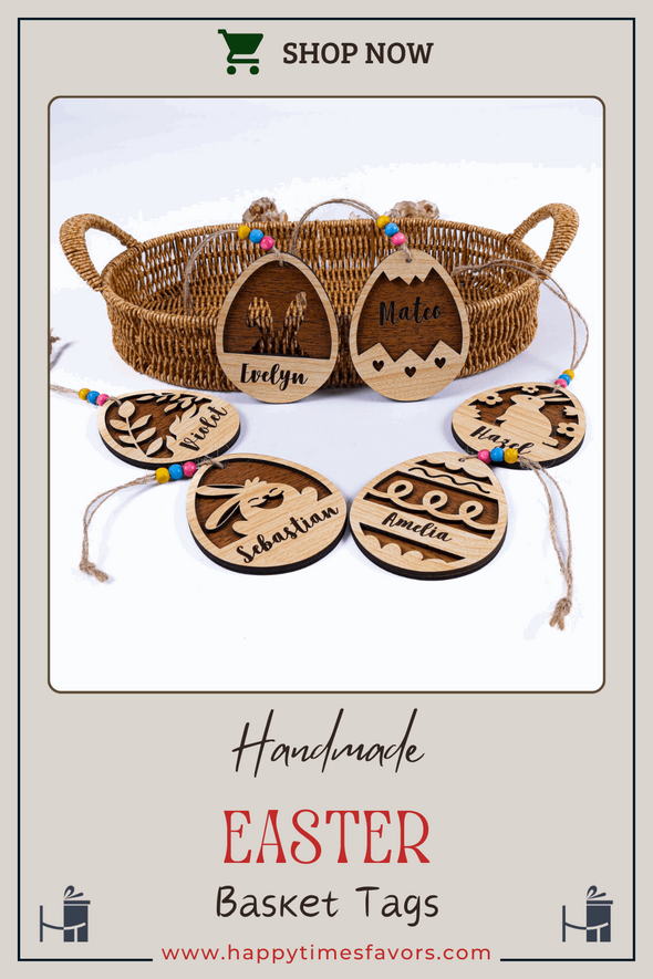 Personalized Easter Basket Tags, Handmade Easter Name Charm Coworker Friend Family, Easter Bunny Wooden Name Tag Stuffers, Easter Gift Tags Items designed by Happy Times Favors, a handmade gift shop, are ideal for Christmas, Noel, New Year, Happy Holiday unique gifts, thank you gifts, Xmas, Personalized Christmas Ornament, Custom New Year Favors, Personalized Christmas Gifts, Custom Gifts for Christmas, Christmas decorations, Personalized tree ornaments. 
