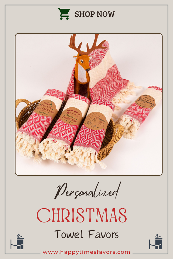 Personalized Christmas Towel Favor, Bridesmaid Personalized Gift Towel, Wedding Favor for Guest Items designed by Happy Times Favors, a handmade gift shop. These beach towels are best for bridesmaid proposal, bridal shower, wedding, gift for the beach, girlfriend gift, home decor gifts, boyfriend gift, best friend gift, Bachelor Party Favors, housewarming gift, bath and baby shower, baptism or any other events.