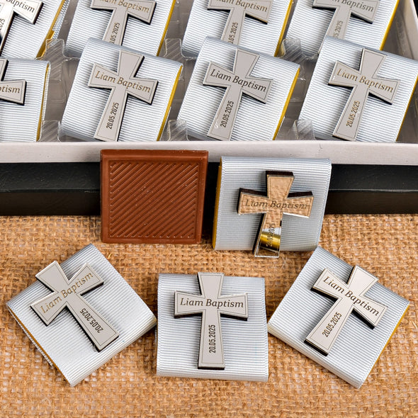 Baptism Chocolate Favors Box, Custom Chocolates, Bulk Baptism Favors, Baby Shower Favors Designed by Happy Times Favors, these bulk chocotale favors are ideal for baby shower, baptism favors, christening party favors, wedding favors, first communion.