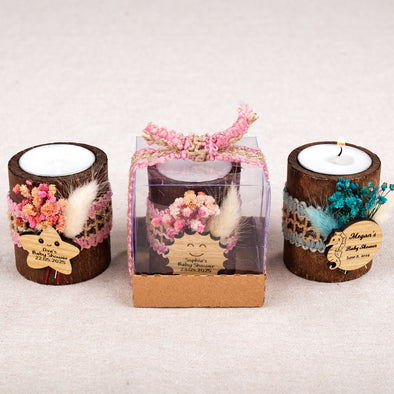 Wooden Candle Holder, Baby Shower Favors, Custom Candle, Tealight Holder, Baby Girl, Baby Boy