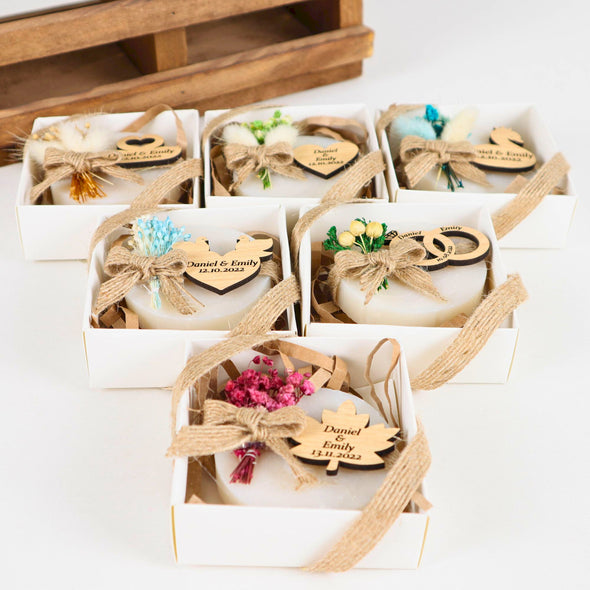 Personalized Natural Handmade Soap Wedding Gifts, Bridal Shower Gifts, Bridal Shower Soap Favors Items designed by Happy Times Favors, a handmade gift shop. These items are ideal for bridal shower gifts, bridal shower presents, gifts to give at a bridal shower, present for wedding shower, wedding gift ideas, bridesmaid present, bridal shower favor, wedding favor for guests, wedding gift for guests, thank you gift.