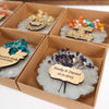 Personalized Epoxy Resin Magnet Wedding Favors, Wedding Favors for Guests in Bulk, Bridal Shower Favors, Shower Favors, Graduation Items designed by Happy Times Favors, a handmade gift shop. Epoxy Resin magnet favor decorated with real natural dried flowers and Custom wooden tag. Ideal for wedding favors, unique gifts for guests, thank you gifts, Baby shower, baptism, Communion, bridal shower, baptism, bridesmaid, engagement, party gifts.