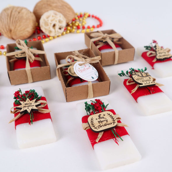 Handmade Christmas Favor Scented Soaps, Christmas Gifts for Family and Coworkers Items designed by Happy Times Favors, a handmade gift shop. Scented Soap decorated with real natural dried flowers and personalized wooden name tag. Ideal for Christmas, Noel, New Year, Happy Holiday. Personalized Christmas Gifts, Custom Gifts for Christmas, Christmas decorations, ornaments, Christmas Natural soap