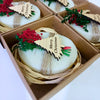 Christmas Gift, Scented Handmade Soap Gift (Oval) for Christmas, Noel Items designed by Happy Times Favors, a handmade gift shop. Scented Soap decorated with real natural dried flowers and personalized wooden name tag. Ideal for Christmas, Noel, New Year, Happy Holiday unique gift for guests, thank you gift, and party gift. Personalized Christmas Gifts, Custom Gifts for Christmas.