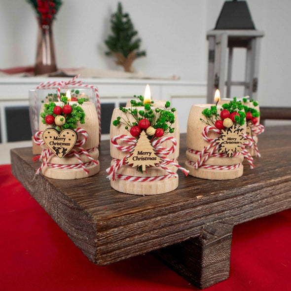 Personalized Christmas Candle Table Decor, Christmas Wood Candle Holder, Happy Holiday Gifts Items designed by Happy Times Favors, a handmade gift shop, are ideal for Christmas, Noel, Xmas, New Year, Happy Holiday coworker unique gifts, Thank you gifts, Christmas wooden candle holder, Christmas candles, Personalized Christmas wooden name tag. Merry Christmas gifts, Christmas decorations, Personalized ornaments