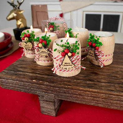 Personalized Christmas Candle Table Decor, Christmas Wood Candle Holder, Happy Holiday Gifts Items designed by Happy Times Favors, a handmade gift shop, are ideal for Christmas, Noel, Xmas, New Year, Happy Holiday coworker unique gifts, Thank you gifts, Christmas wooden candle holder, Christmas candles, Personalized Christmas wooden name tag. Merry Christmas gifts, Christmas decorations, Personalized ornaments